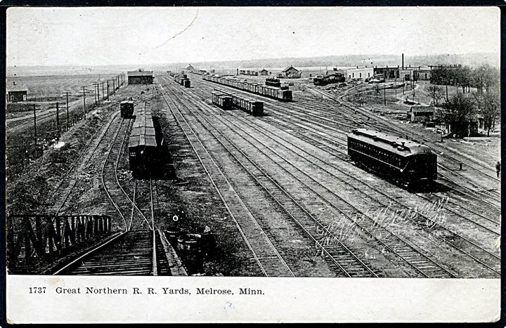 USA. Melrose, Minnesota. Baneterrænet. Great Northern RR Yards no. 1737.