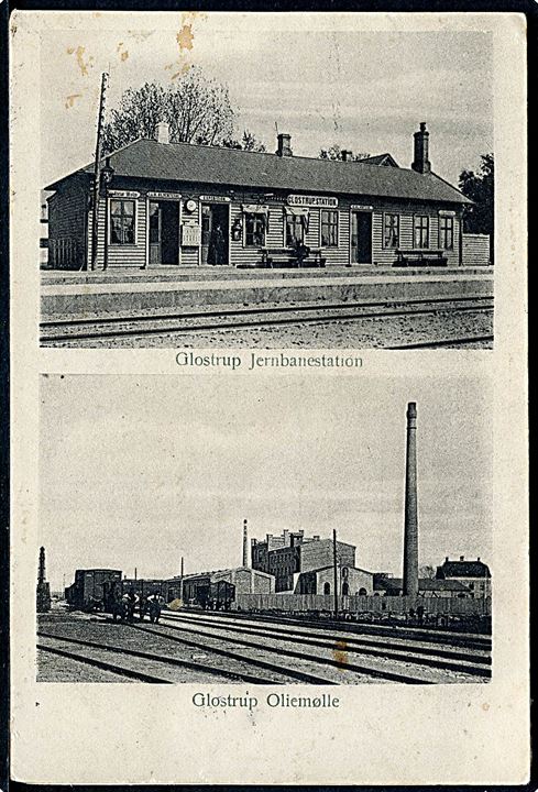 Glostrup. Jernbanestationen og Oliemøllen. S. Schiøler no.4126.