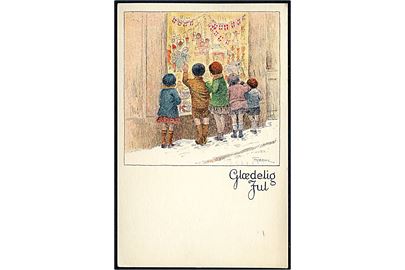 Fritz Kraul: Julekort. Børn kikker på juleudsmykning. Stenders serie 329.