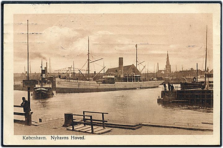 Nyhavns Hoved med dampskib. A. Vincent no. 184. Kvalitet 7