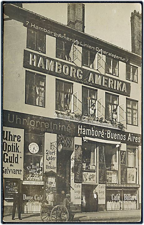 Nyhavn 7 “Hamburg-Amerika Linien” Generalagentur og bl.a. café i kælderen. Fotokort u/no. Kvalitet 7