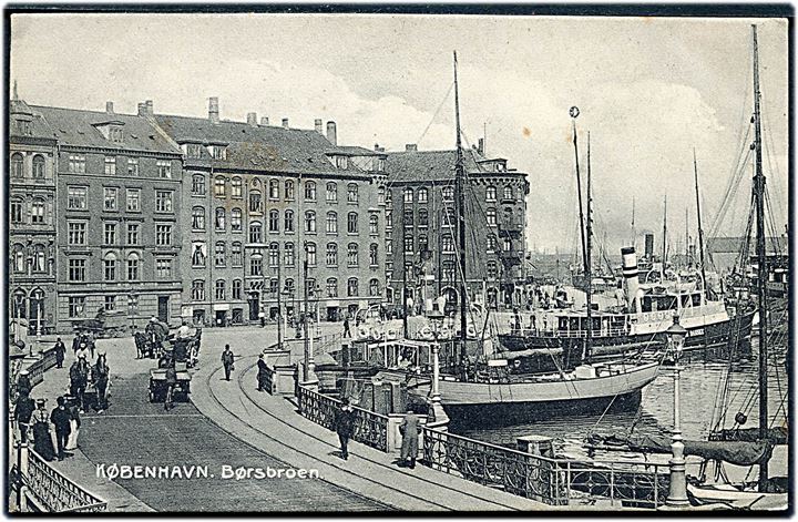 Børsbroen med bl.a. dampskibet S/S “Holger Danske”. A. Vincent no. 234. Kvalitet 8