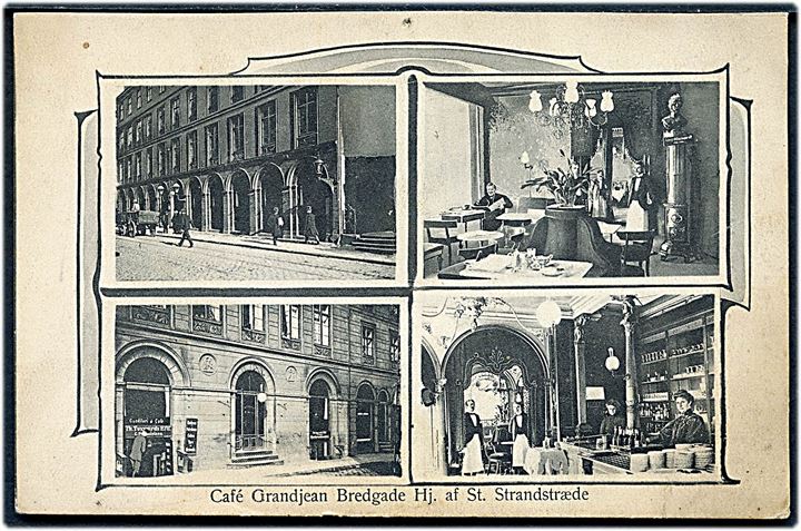 Bredgade 4 hj. af Store Strandstræde “Café Grandjean”, facade og interiør. O. Petersen no. 1015. Nålehul. Kvalitet 7
