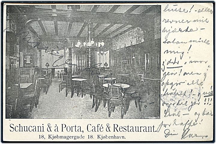 Købmagergade 18, Schucani & á Porta Café og Restaurant, interiør U/no. Kvalitet 7