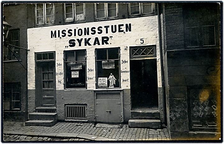 Holmensgade 5, Missionsstuen “Sykar”. Fotokort u/no. Lille plet. Kvalitet 7
