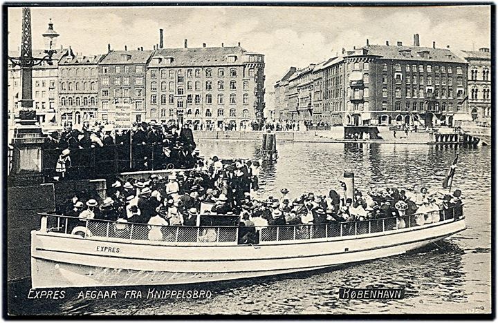 “Expres”, S/S, passager dampbåd afgår fra Knippelsbro. Dansk Lystrykkeri no. 1175. Kvalitet 9