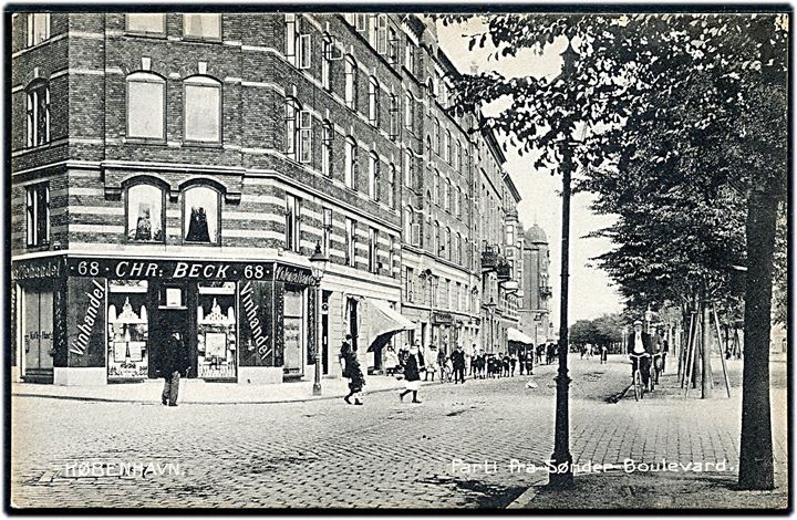 Søndre Boulevard 68 med Chr. Beck’s Vinhandel. J. Leth Rasmussen no. 16030. Kvalitet 8