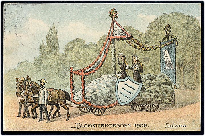 Claus Christian Kølle: Island - Blomsterkorsoen fra Blomsterfest i Tivoli 1906. U/no. Kvalitet 8