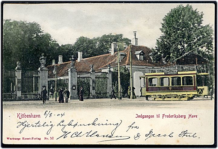 Frederiksberg Have, indgang med sporvogn. Warburg no. 52. Kvalitet 7