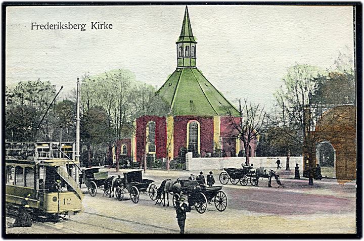 Pile Allé med Frederiksberg kirke og sporvogn no. 12. B. M. & Co. no. 233. Kvalitet 8