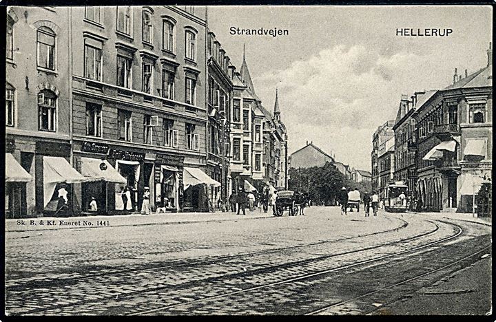 Hellerup, Strandvejen med sporvogn. Sk. B. & Kf. no. 1441. Kvalitet 7