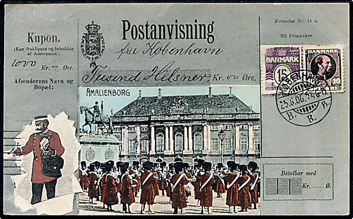 Amalienborg, “Postanvisning” med prospekt. A. Vincent no. 4051. Kvalitet 7