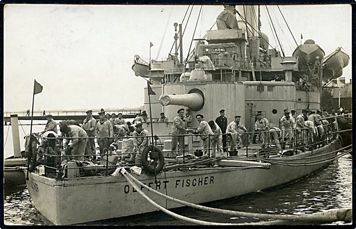 Dansk Marine. Kystforsvarskibet “Olfert Fischer”. Fotokort u/no. Kvalitet 7