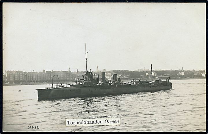 dansk Marine. Torpedobaaden “Ormen”. Fotokort u/no. Kvalitet 7