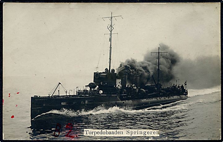 Dansk Marine. Torpedobaaden “Springeren” (B2). Fotokort u/no. Kvalitet 7