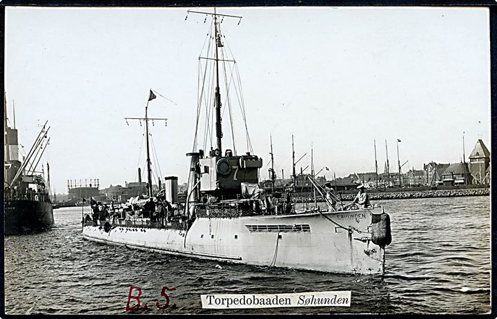 Dansk Marine. Torpedobaaden “Søhunden”  Fotokort u/no. Kvalitet 7