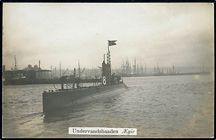 Dansk Marine. Undervandsbaaden “Ægir” (8). Fotokort u/no. Kvalitet 7