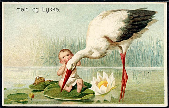 Børn. Stork med spædbarn. Amag no. 896. Kvalitet 7