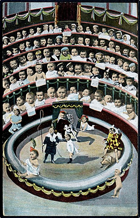Børn. Spædbørn i cirkus. K.V.i.B. 12 Serie 1405. Kvalitet 7