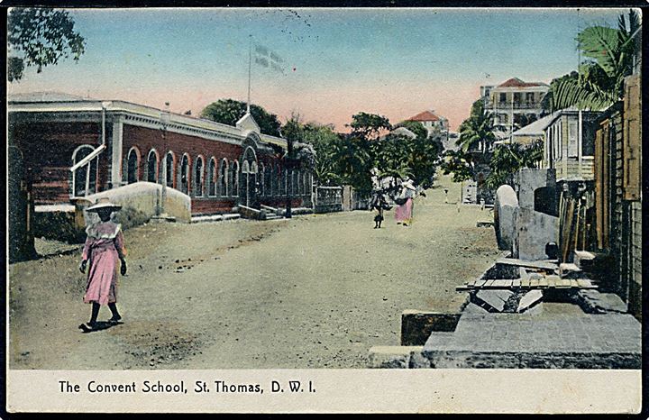 D.V.I., St. Thomas, The Convent School. Lightbourn no. 88. Sendt som marinepost til Danmark 1916. Kvalitet 8
