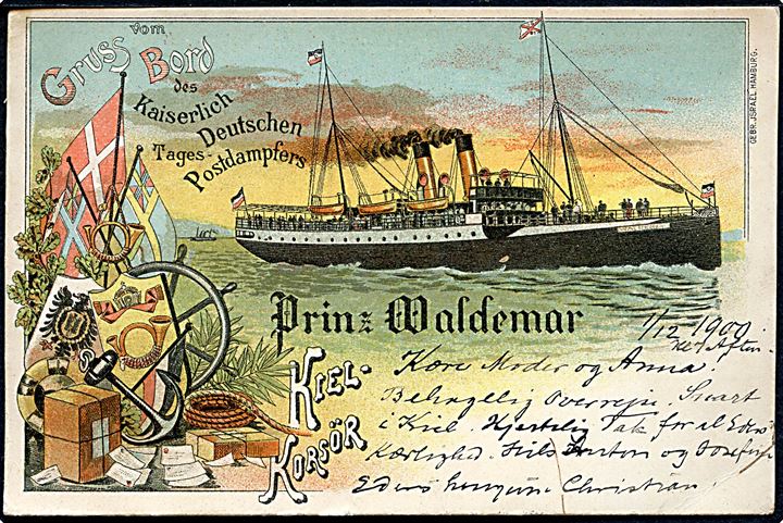 Tyskland. “Prinz Waldemar”, S/S, postdamper på ruten Kiel - Korsør. Gebr. Jsrael u/no. Kvalitet 
