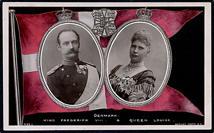 Frederik VIII og dronning Louise. Rotary Photo no. 71221. Kvalitet 8