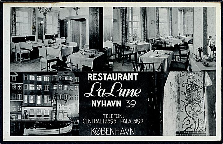 Nyhavn 39 Restaurant “La Lune”. Reklamekort. Stenders no. 78415. Kvalitet 8