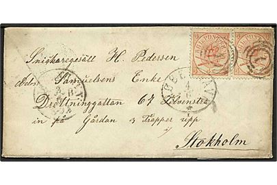 4 sk. Krone/Scepter (2) på brev annulleret med nr.stempel 1 fra Kjøbenhavn d. 3.6.1867 til Stockholm, Sverige.