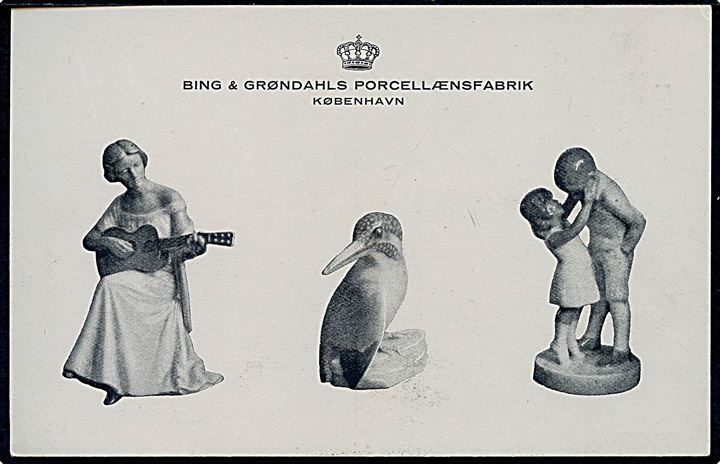 Porcelæn. Bing & Grøndahls Porcelænsfabrik. Reklame kort med figurer. Hertz u/no. Kvalitet 8