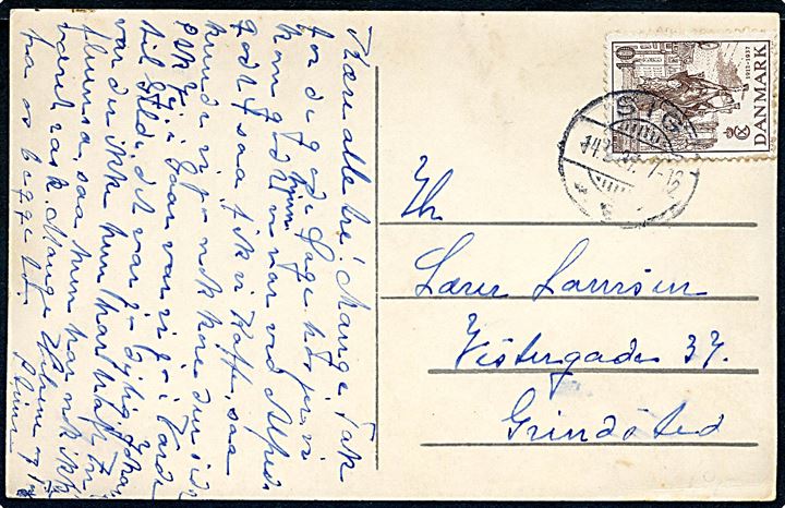 10 øre Regentjubilæum på brevkort annulleret med brotype Ic Sig d. 14.9.1937 til Grindsted.