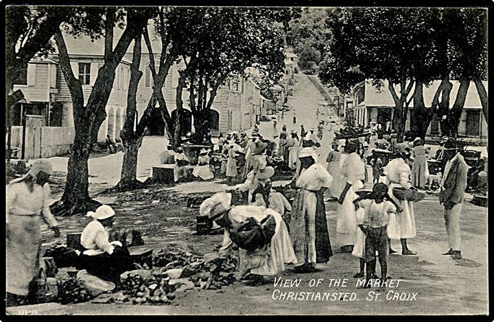 D.V.I., St. Croix, Christiansted View of the market. A. Lauridsen D.W.J. Serie no. 15.