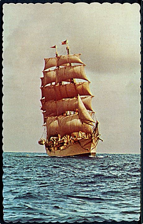 Skoleskibet Danmark ved St. Croix på de vestindiske øer. Anvendt fra Kingshill 1976 til Danmark.