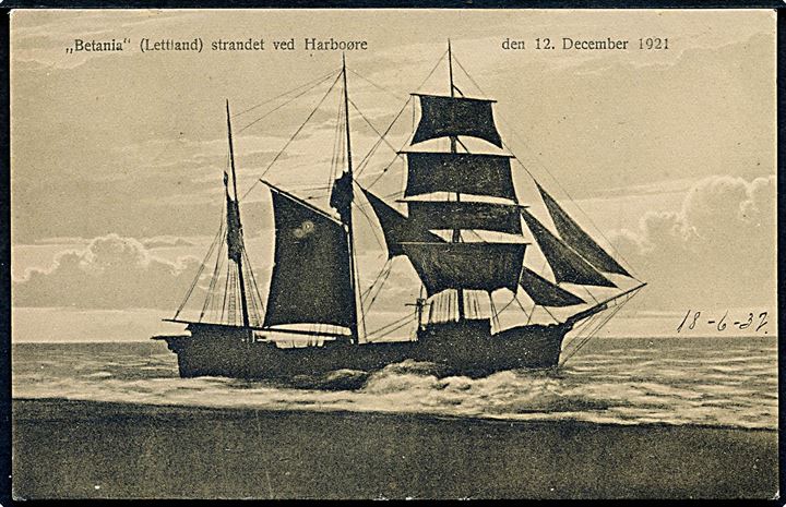 Betania (Letland) strandet ved Harboøre d. 12.12.1921. Harboøre Papirhandel no. 4470 22.