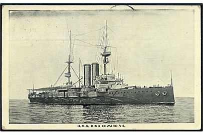 H.M.S. King Edward VII. Britisk panserskib. Anvendt fra Portsmouth 1907 til Danmark.