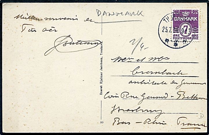 Thorshavn, udsigt. H. Jacobsen no. 30. Sendt som tryksag fra Thorshavn 1934 til Frankrig.