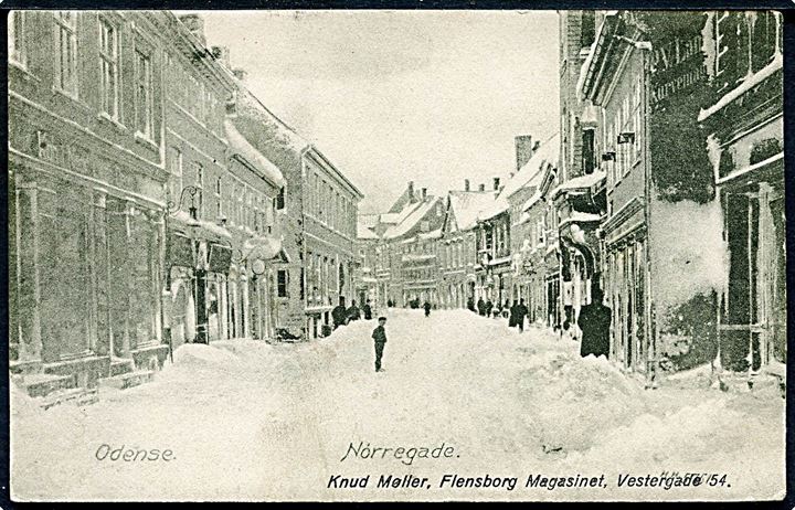 Odense, Nørregade i sne. Knuds Møller, Flensborg Magasinet. H.H.O. no. 5751.