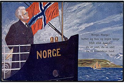 Norge og forfatteren Bjørnstjerne Bjørnson. Patriotisk postkort Mittet & Co. no. 33.
