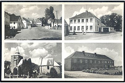 Partier fra Oksenvad, Kirke, Skole og Mølby gadepartier. P. Andersen. no. 10247-48-51-54