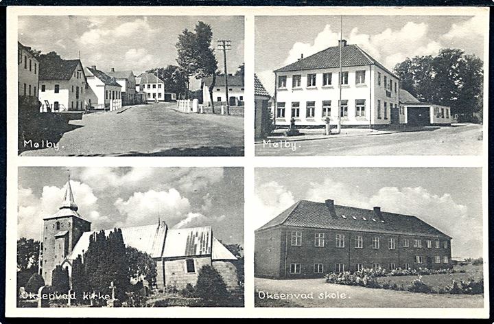 Partier fra Oksenvad, Kirke, Skole og Mølby gadepartier. P. Andersen. no. 10247-48-51-54