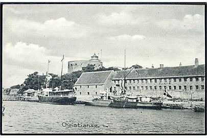 Christiansø med dampskib og orlogsskib. Colberg u/no.