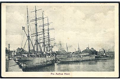 Aarhus, havnen med sejl- og dampskibe. J.J.N. no. 12060.