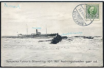 Cabral, S/S, Egypt & Levant Steam Navigation Co. strandet ved Lodbjerg d. 10,1,1907. C.- Buchholtz no. 9630.