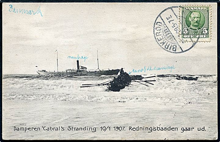 Cabral, S/S, Egypt & Levant Steam Navigation Co. strandet ved Lodbjerg d. 10,1,1907. C.- Buchholtz no. 9630.