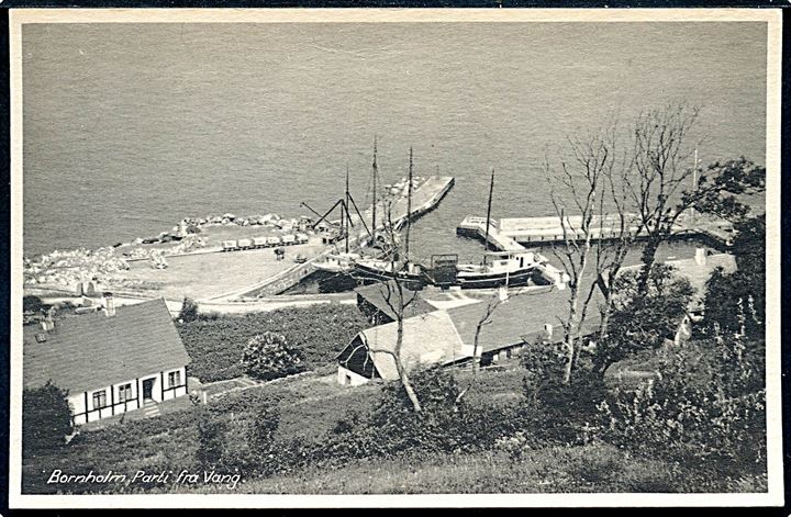 Vang havn ved Hasle med sejlskib. Colberg no. 368.