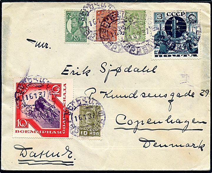 50 kop. blandingsfrankeret brev fra Erivan i Armenien d. 16.1.1937 til København, Danmark.