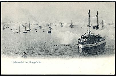 Kejsersalut for krigsflåden. Kiel 1904.