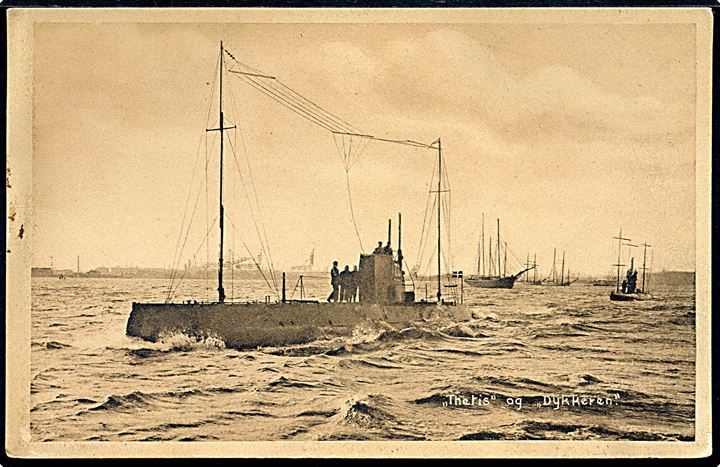 Undervandsbådene Thetis og Dykkeren. Stenders no. 3772.