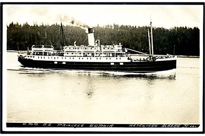 Princess Sophia, S/S, Canadian Pacific Railway færge ved Ketchikan, Alaska. Skibet søsat i 1911 og forliste i storm 1918 med tab af 364 menneskeliv.