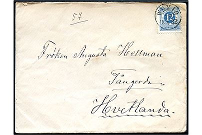 12 öre Ringtype på brev fra Wexiö d. 28.4.1882 til Hvetlanda. 
