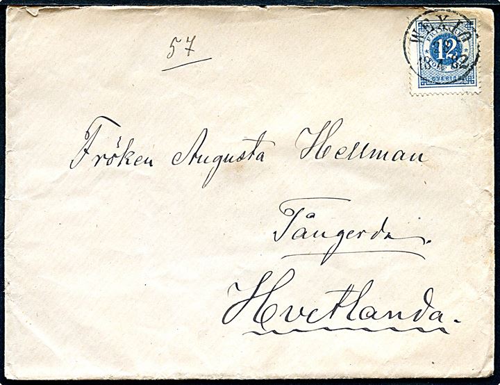 12 öre Ringtype på brev fra Wexiö d. 28.4.1882 til Hvetlanda. 